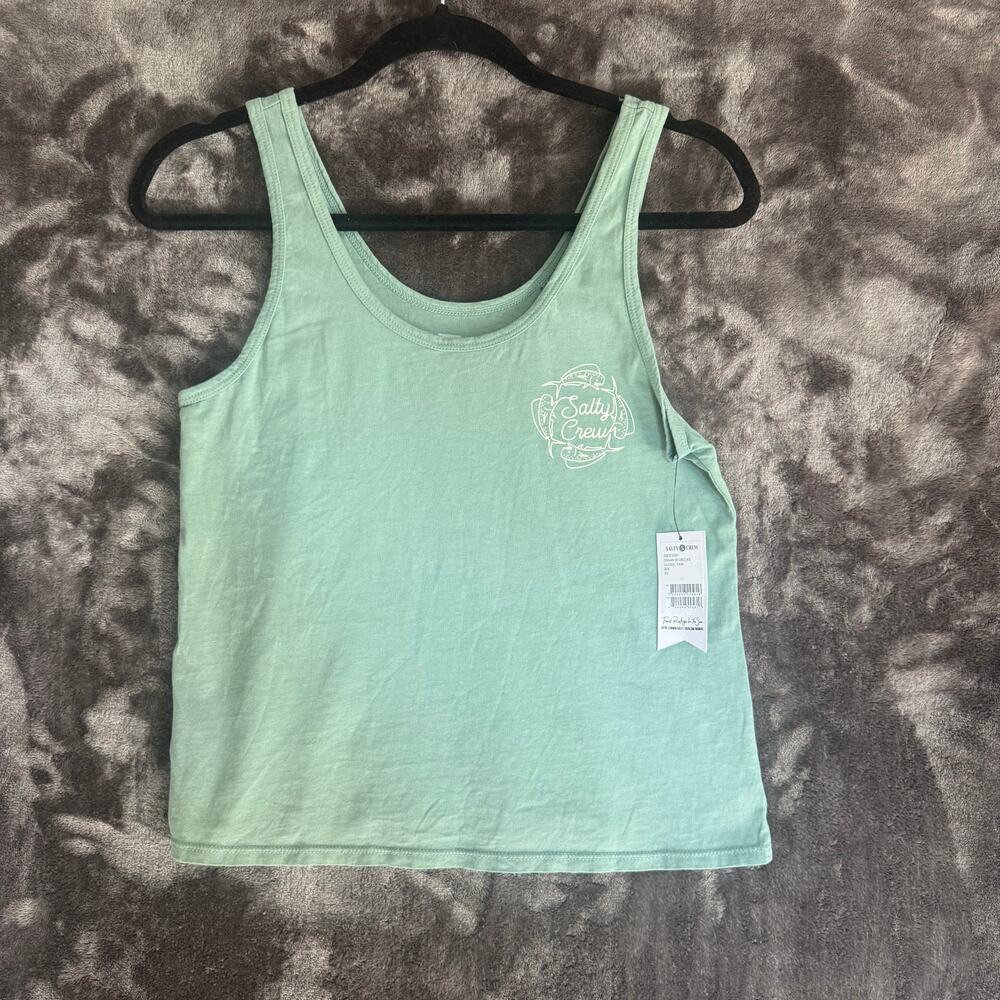 NWT Salty Crew 100% Cotton Mint Green Cropped Tank Top